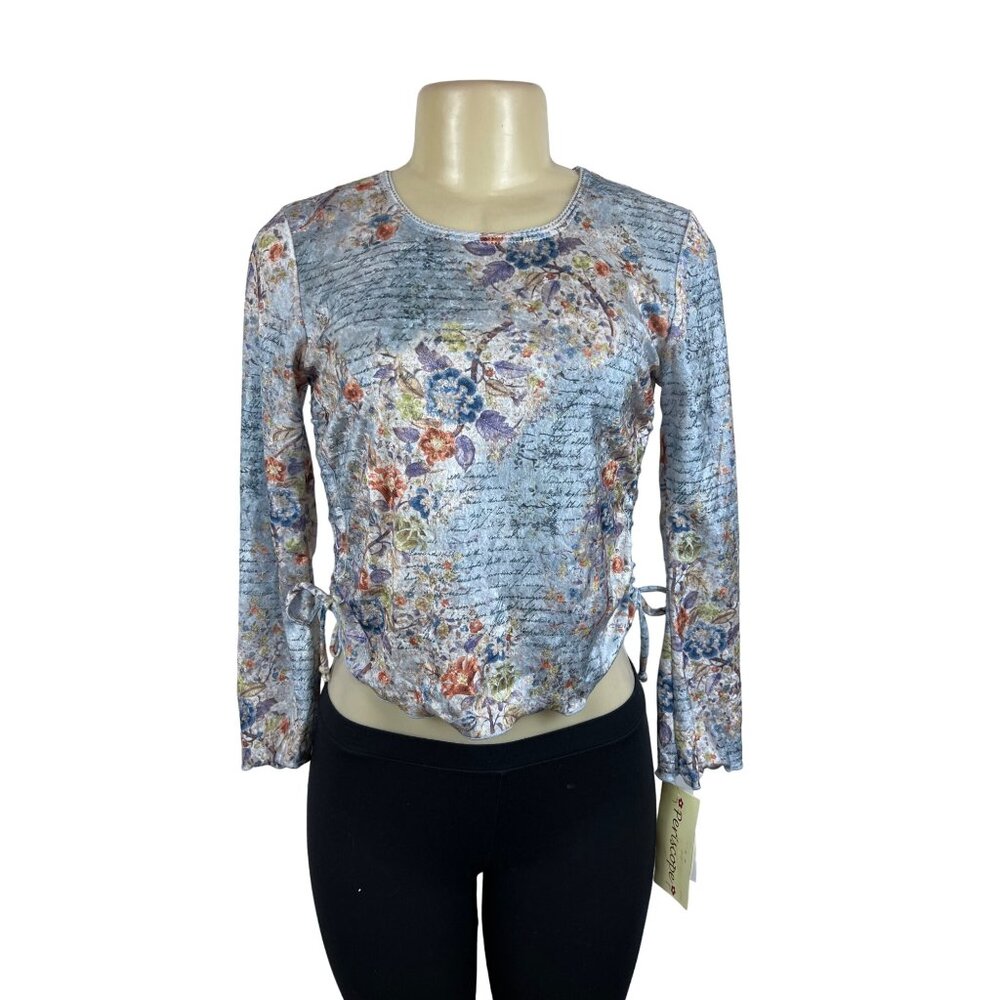 Periscope Youth Girls Floral & Script Print Long Sleeve Top L 14/16